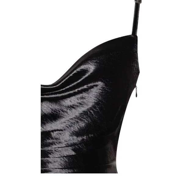 Callie Lives Blinding Love: Sleeveless Cami Cowl Neck Golden Yellow Slip Dress L - Picture 12 of 12